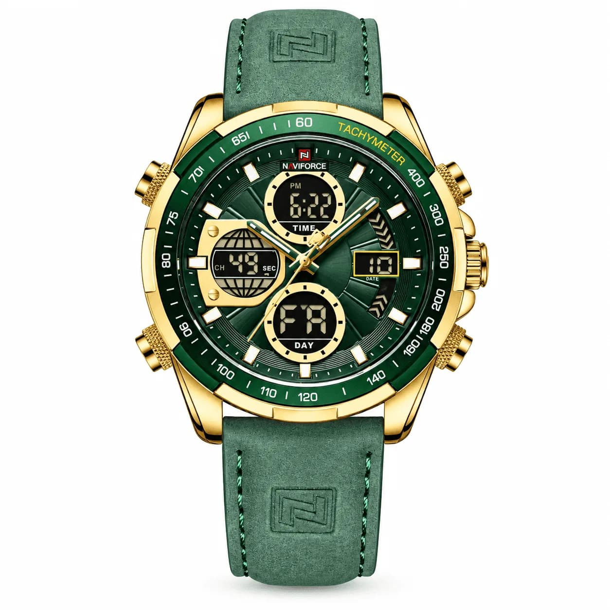 Vanguard Racing — Green Dial · Gold Case · Green Leather